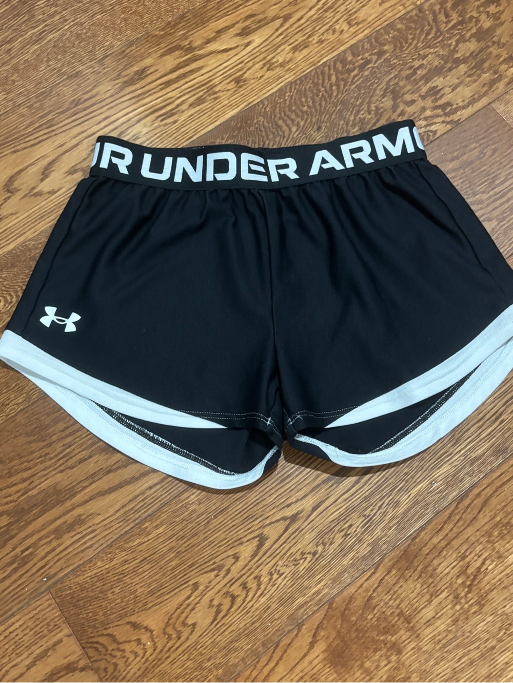 Under Armour Black Athletic Shorts with White Trim